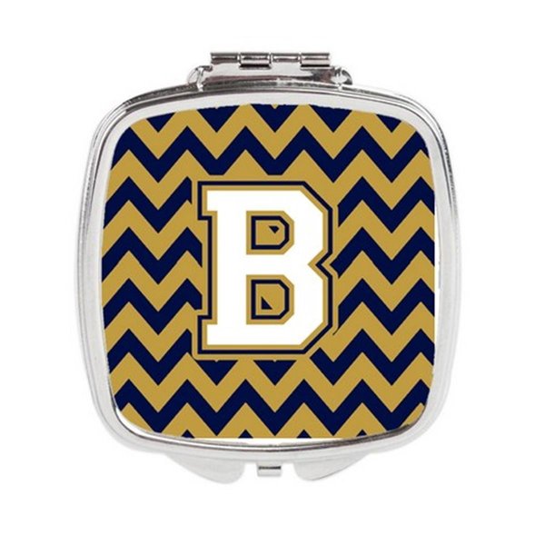 Carolines Treasures Letter B Chevron Navy Blue and Gold Compact Mirror CJ1057-BSCM